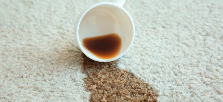 Coffee spill on white carpet - emergency stain removal Central Coast